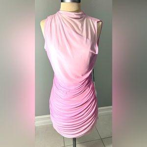 Perfect 4 Spring Simply Beautiful Crystal Sky sheer Barbie Pink dress w/ ruching